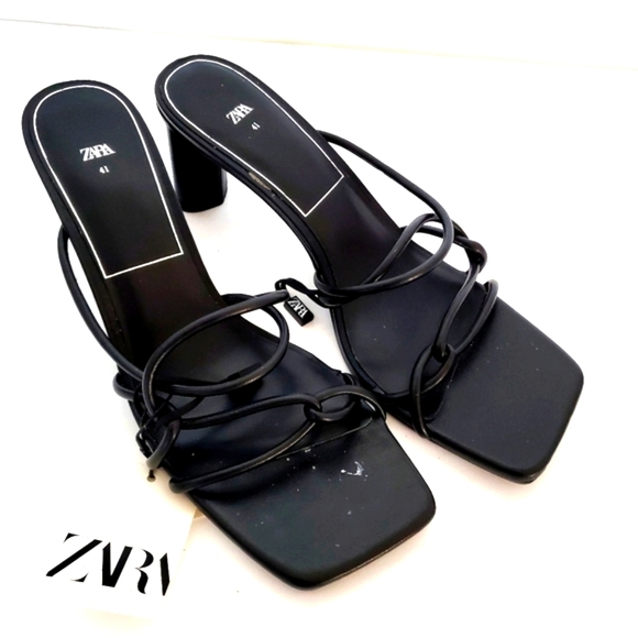 Zara Heeled Sandals With Tubular Straps Size 10